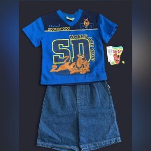 Kids 2004 Scooby Doo blue shorts set size 5 and 6 available